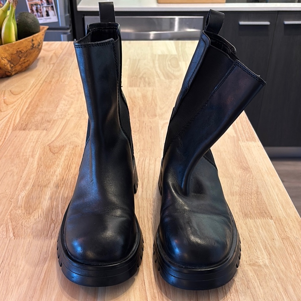 Zara Black Leather Boots